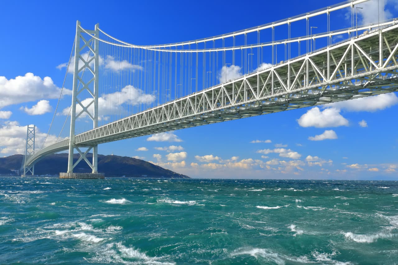 Photo : Le pont du détroit d’Akashi (Akashi Kaikyo)